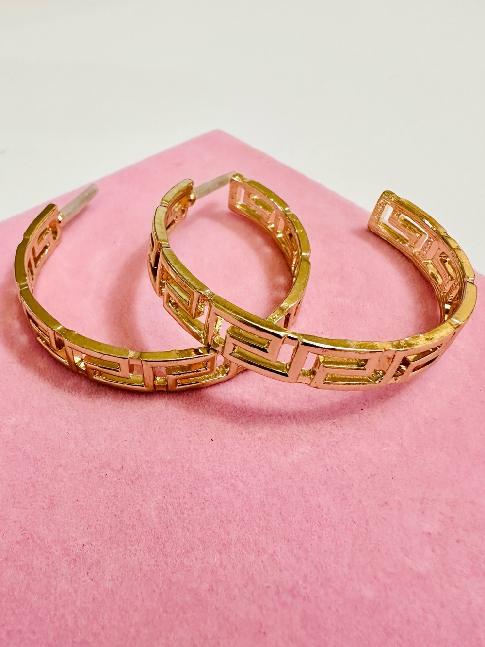 Gold Greek Key Hoop Earrings